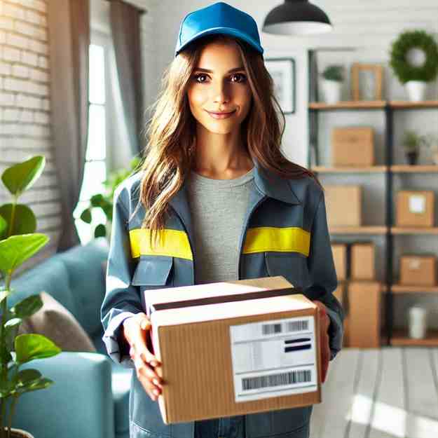 Professional courier completing a delivery with complete backing for her service