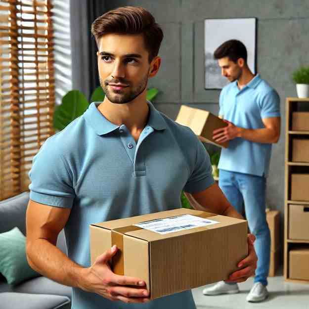 A reliable delivery driver completing his route with secure parcel handoffs