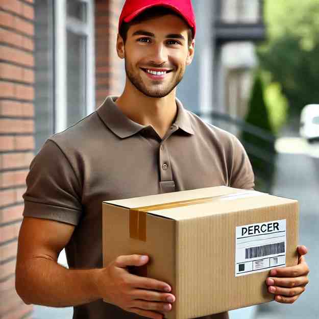 Smiling delivery driver ensuring timely deliveries during a busy route